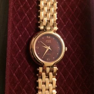 ANNE KLEIN Ladies Watch (Gold/Burgundy)